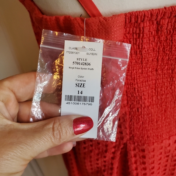 NEW WHBM Watermelon Removable Strap Eyelet Fit-and-Flare Dress - Picture 10 of 13